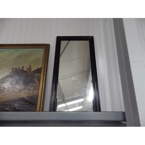 2085 - An Edwardian ebonised framed mirror 39x79cm   (R) £20