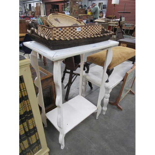 2194 - A French 1930's pine two tier sidetable with decorative legs   (R) £40