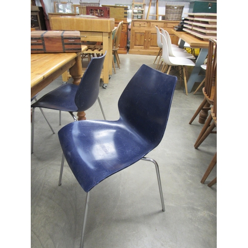 2209 - Four Italian blue plastic on chrome leg chairs, Maui for Kartell   (R) £0