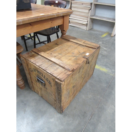 2211 - A pine shipping crate stamped G.W. Meller Well