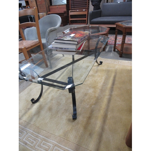 2337 - A wrought iron coffee table with glass top   (R) £10