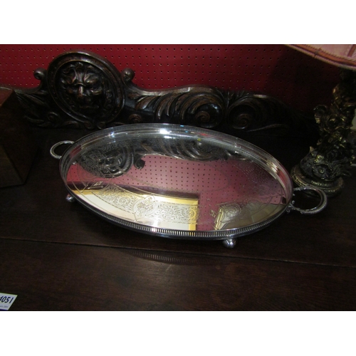 4042 - An Edwardian Walker & Hall silver plated galleried oval tray, 64cm long  (R) £60