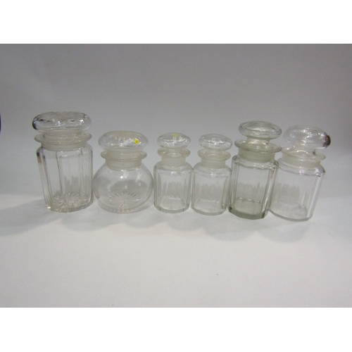 4055 - Six assorted Victorian cut glass storage jars   (R) £25