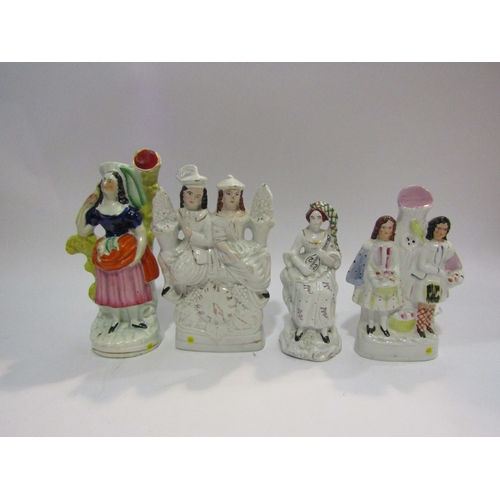 4156 - A collection of five Victorian Staffordshire figures and Victorian Staffordshire dog (6)