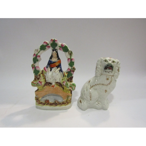 4156 - A collection of five Victorian Staffordshire figures and Victorian Staffordshire dog (6)