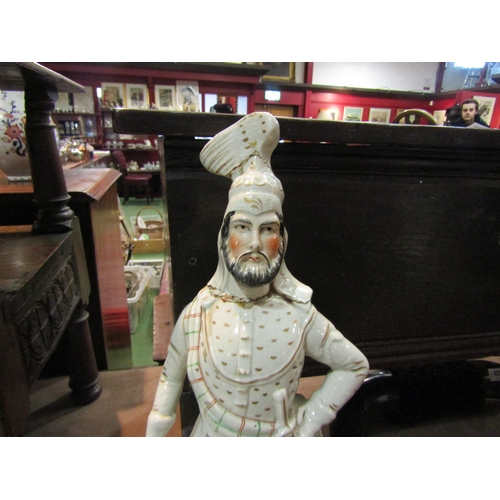 4223 - A large Victorian Staffordshire figure of Crusader, a/f, 50cm tall