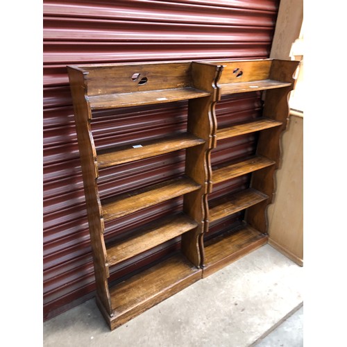 2356 - Two early 20th Century oak open bookcases, pierced detail to top rail