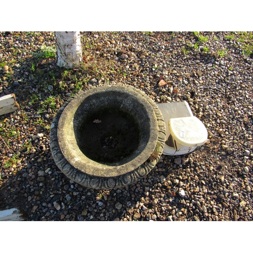 3304 - A egg and dart rim composition urn top and a pair of vintage scales