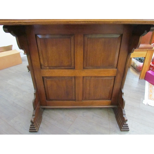 1027 - A circa 1900 shipping clerk’s desk, spindle gallery back, green tooled leather sloped surface with l... 