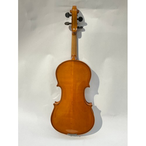 9045 - A 20th Century violin, no label, 59.5cm total length, within a Hill branded case