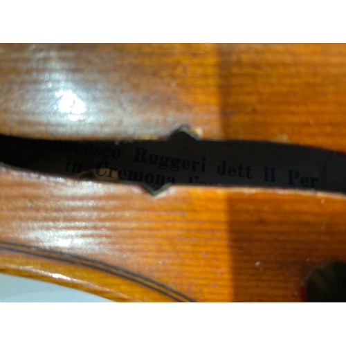 9050 - A 20th Century Francesco Ruggeri full size (4/4) violin, single piece back, 60cm total length, cased