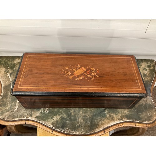 9006 - A 19th Century 8-air music box, housed in a walnut case with inlaid hinged lid   (R) £200