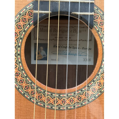 9069 - A Manuel Rodriguez e Hijos of Madrid, Spain classical guitar no. 3316, maple with magnetic knee rest... 