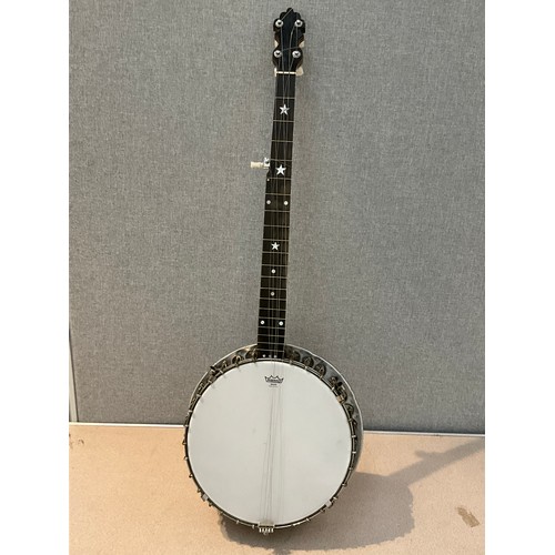 9077 - A J.H. Langham five string banjo with aluminium resonator