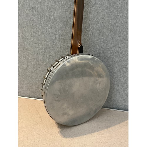 9077 - A J.H. Langham five string banjo with aluminium resonator