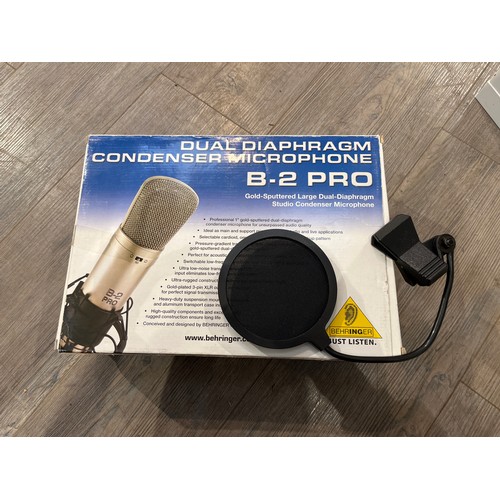 9066 - Three Behringer B-2 Pro Dual Diaphragm Condenser Microphones, boxed, together with guards