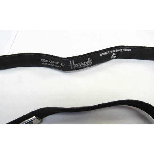 8009 - Two Otto Glanz fashion belts for Harrods and a Moschino Jeans black belt with a yellow metal buckle ... 