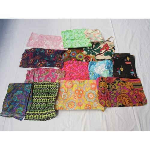 8016 - A box of assorted cotton and linen vibrant prints circa 1930's - 1960's large and medium scale