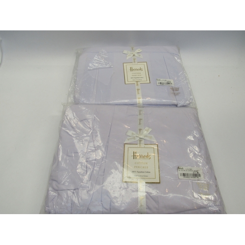 8027 - Two Harrods of Knightsbridge lilac 100% Egyptian cotton box pleat valence sheets, 215cm x 215cm, bot... 