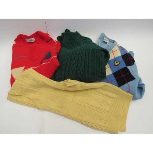 8049 - A box containing four pieces of gents vintage knitwear to include Lyle & Scott and Pringle together ... 