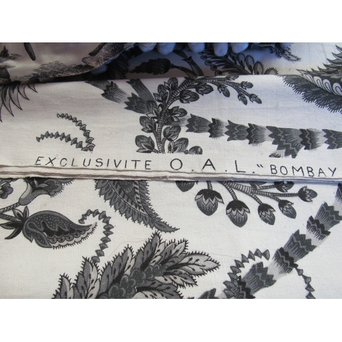 8050 - Early 20th Century black and white French toile de Jouy fabric made into a bedspread which is double... 