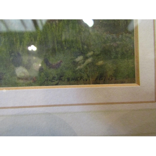 1061 - AMY E. FISHER (XIX): A watercolour of mill and sheep grazing, framed and glazed, 17cm x 25cm image s... 