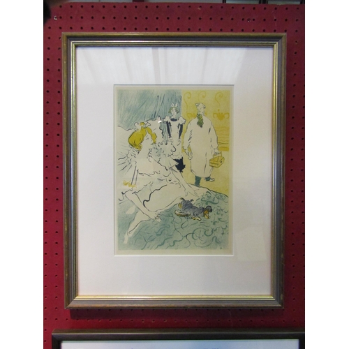 1065 - A framed and glazed lithograph after Toulouse Lautrec, printed by Andre Sauret, Monte Carlo, 1950 as... 