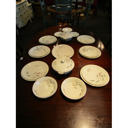 1103 - A 22 piece Alfred Meakin part dinner service in Harvest corn pattern, including serving plate, turee... 