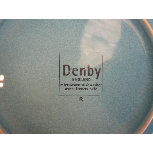 1105 - A quantity of Denby blue rimmed table ware