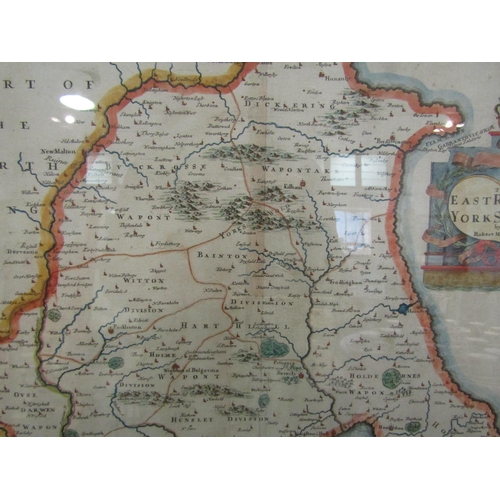 1124 - A hand coloured engraved map of the East Riding of Yorkshire by Robert Morden, circa 17th Century, f... 