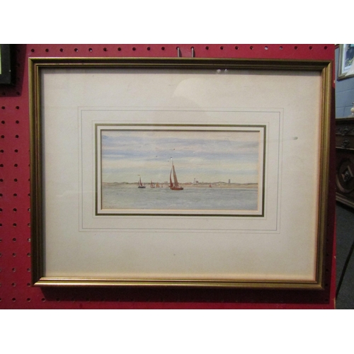 1137 - W.L. WYLLIE: Watercolour of coastal scene of sailing vessels, signed lower left, framed and glazed, ... 