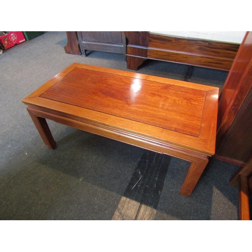 1155 - A Chinese elm rectangular top occasional table on shaped legs, 41cm tall x 97cm long x 50cm wide