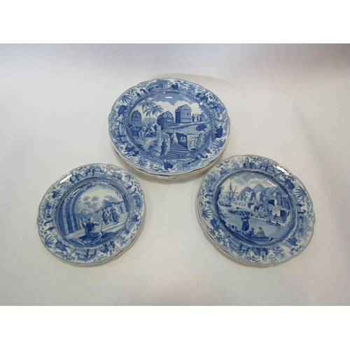 1207 - A collection of Spode Caramanian blue and white plates (9)