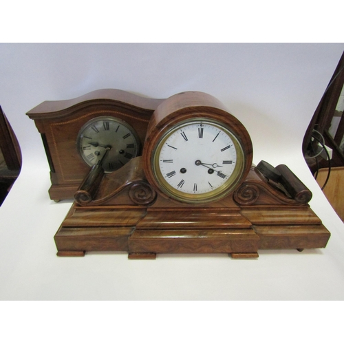 1211 - A walnut mantel clock and an Edwardian mantel clock