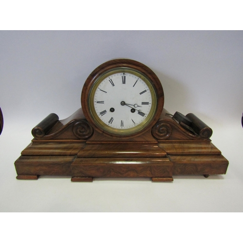 1211 - A walnut mantel clock and an Edwardian mantel clock