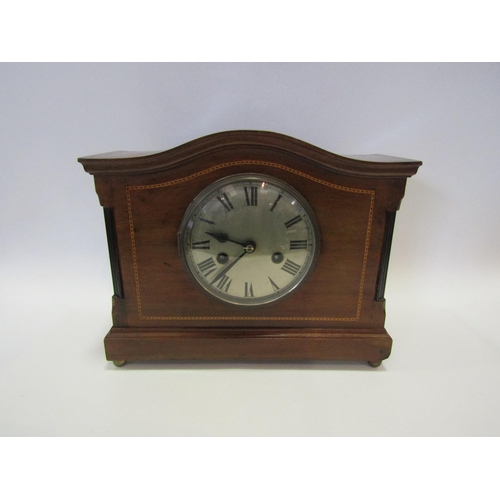 1211 - A walnut mantel clock and an Edwardian mantel clock