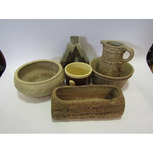 1218 - Six mixed pottery items including Hillstonia jug and bowl