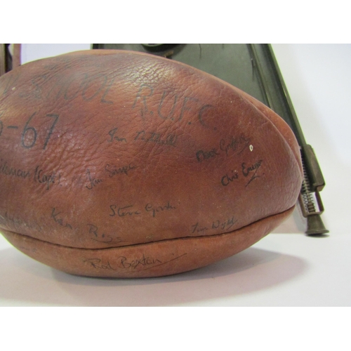 1234 - A vintage Oliver Somers, Wigan leather rugby ball signed by Bolton School 1966-1967 and a Bagatelle ... 