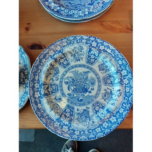 1221 - A collection of mainly Spode blue and white transfer ware ceramics; meat plate, footed comport, etc