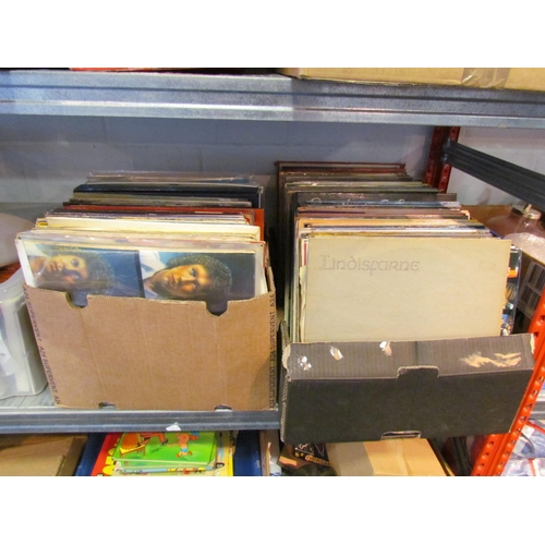 1245 - Two boxes of vinyl LP records including Abba, Wings, New Model Army, Lindisfarne etc