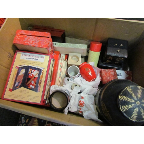 1248 - A box of mainly modern Oriental items including vases, canister, games etc.