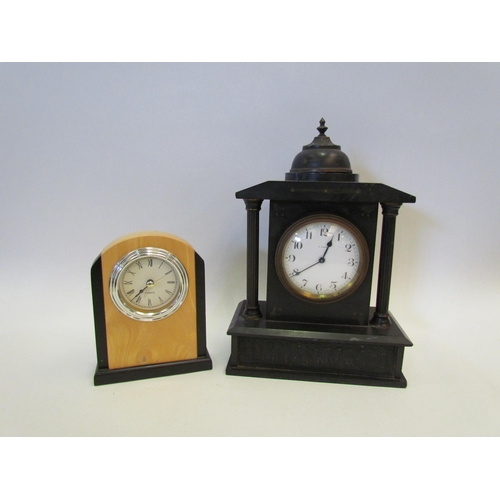 1271 - An eight day slate mantel clock numerated chapter ring and a quartz time piece (2)