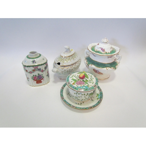 1275 - Two Victorian sucriers, Edwardian porcelain tea caddy and Victorian sugar bowl and cover