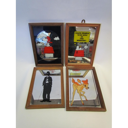 1281 - Four mirrors including Snoopy, Bambi, Charlie Chaplin