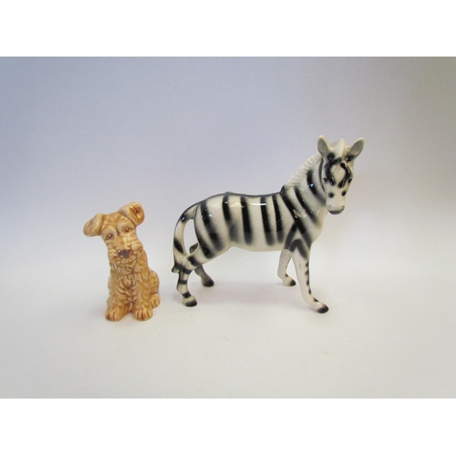 1298 - A ceramic model of a Zebra 19cm tall, together with a Sylvac terrier dog, model no 1378    (R) £15