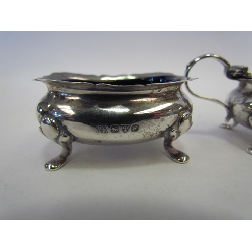 1316 - A three piece silver George Edwards & Sons condiment set, Chester 1915    (R) £40