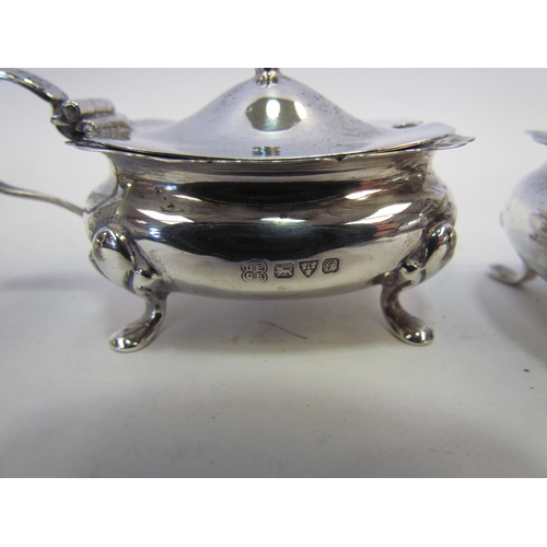 1316 - A three piece silver George Edwards & Sons condiment set, Chester 1915    (R) £40