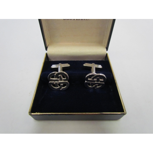 1327 - A pair of John Fraser silver craft Scottish silver cufflinks in original box