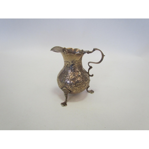 1335 - An 18th Century cream jug possibly 1746, makers mark rubbed possibly Dorothy Mills and Thomas Sarbit... 