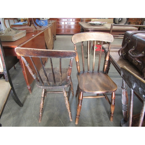 2180 - Three Victorian stick back kitchen chairs